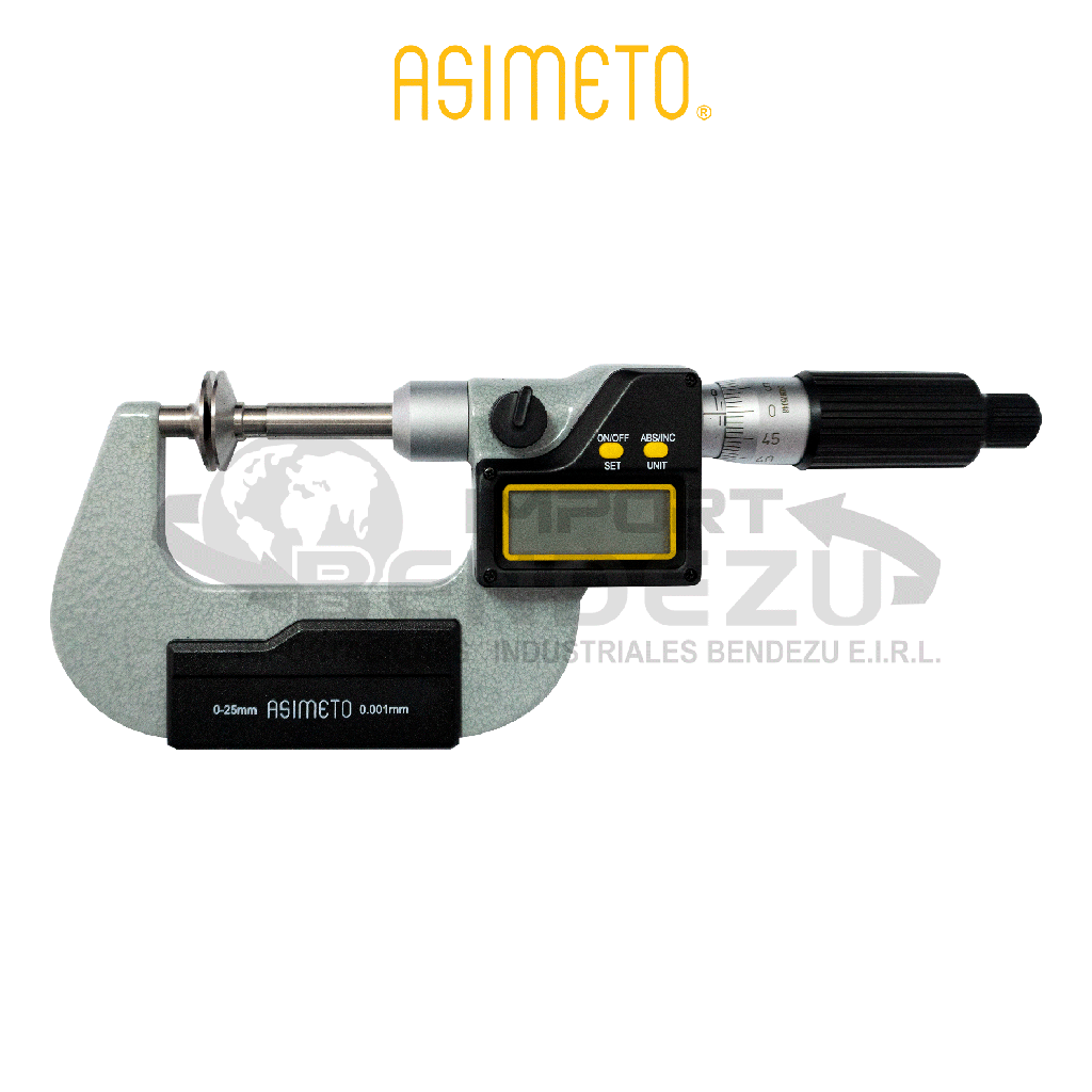MICROMETRO EXT DIGITAL P/PIÑON 0-25MM ASIMETO 145-01-0